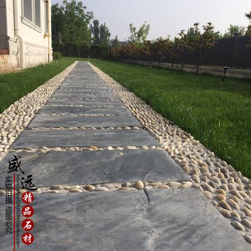 天然板岩汀步路沿石 花园庭院脚踏石 园林草坪踏步石 青石板地砖