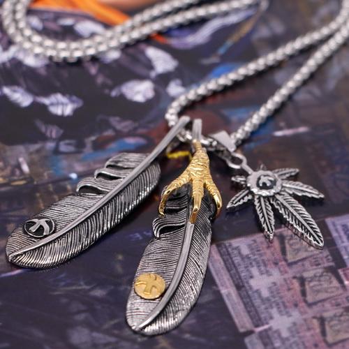 吴亦凡鹰爪羽毛造型吊坠hiphop潮男女酒吧夜店街舞配饰品嘻哈项链