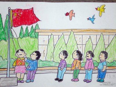 小学生升旗仪式简笔画图片搜索-9kb