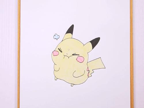 坐下的可爱皮卡丘简笔画