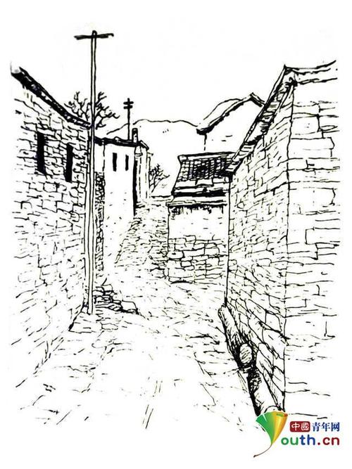 山西一小伙数百幅素描画作 展示山西美丽乡村