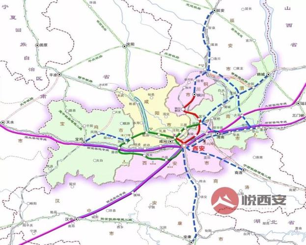 丨关中城际铁路规划示意图丨 此外,陕西还规划了多条以西安为枢纽的