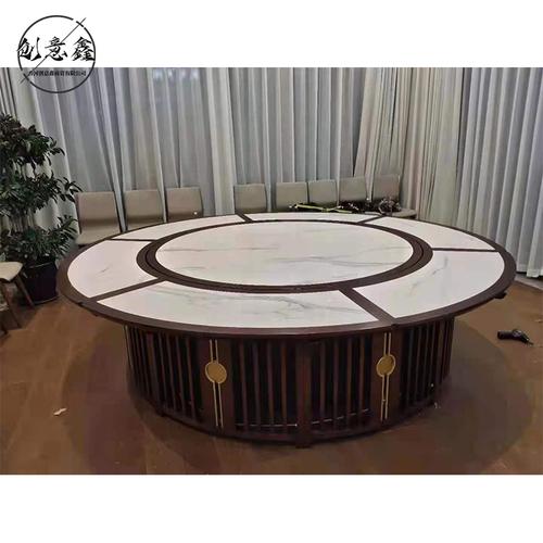 长期供应中式电动餐桌带转盘餐桌实木批发厂家
