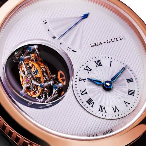海鸥(seagull)手表 陀飞轮系列半镂空设计高端立体陀飞轮机械奇翼情侣