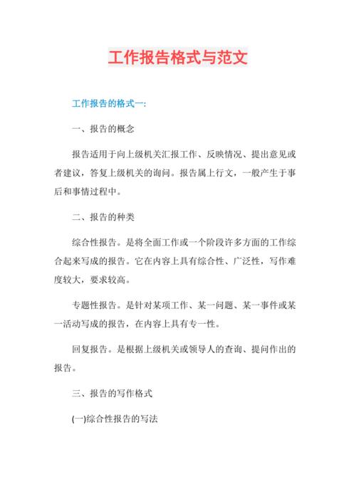 工作报告格式与范文