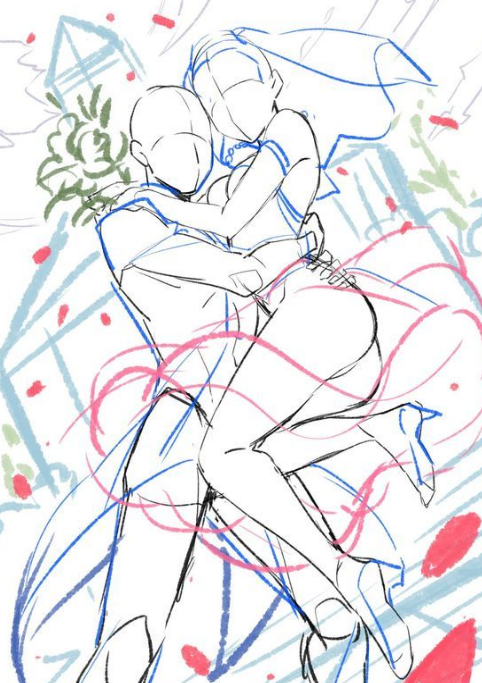 【线稿】恋爱特辑,cp双人互动绘画素材,你们想要的爱情原来是这样