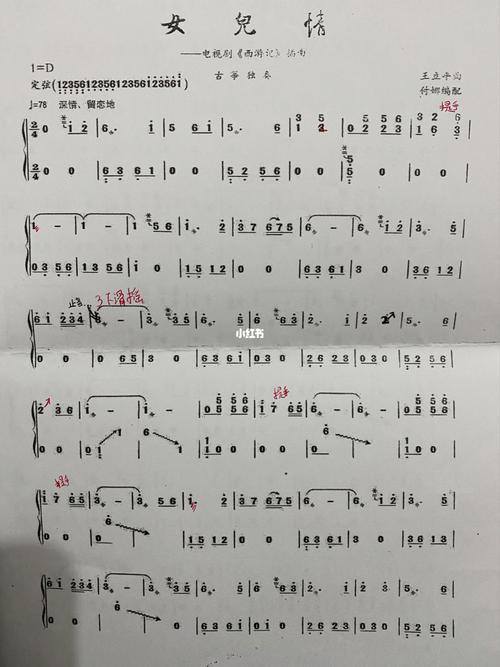 古筝曲谱《女儿情》_古筝_歌曲_娱乐_音乐