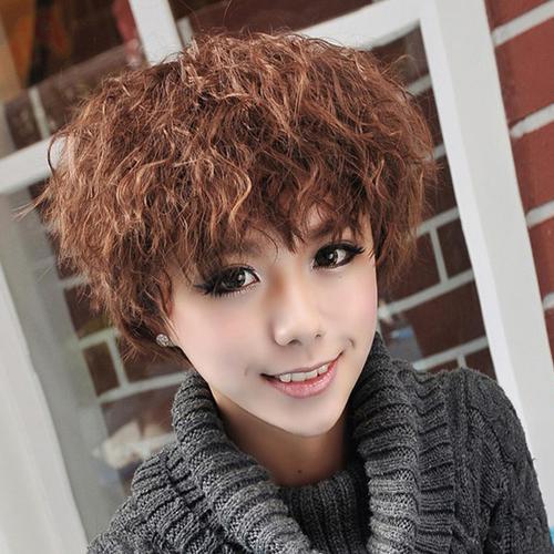 假发短发短卷发女士羊毛卷妈妈全头逼真整顶玉米整顶