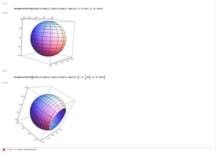mathematica 画出部分球面图形的有关代码