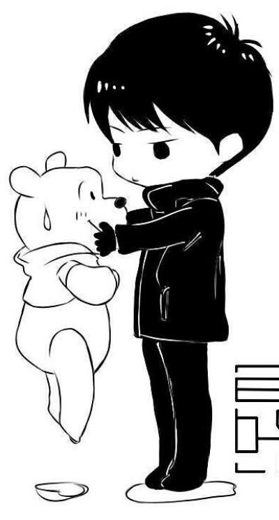 黑白线稿橡皮章素材羽生结弦动漫