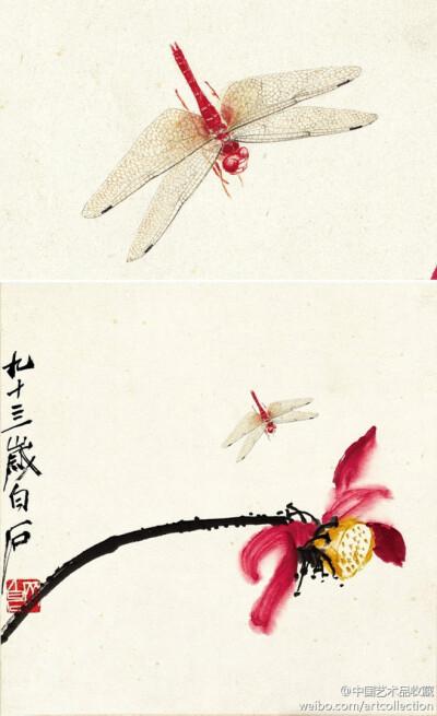 【 齐白石 《花卉草虫画》① 】此册汇聚了齐白石早期工笔草虫和晚期