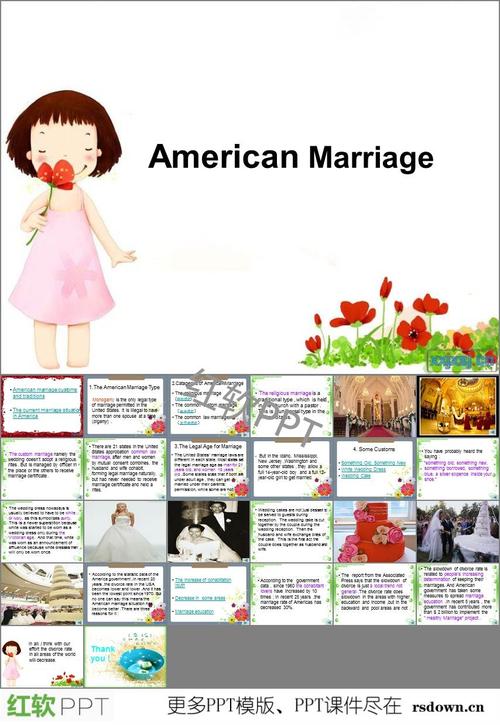 美国婚姻的的ppt模板下载
