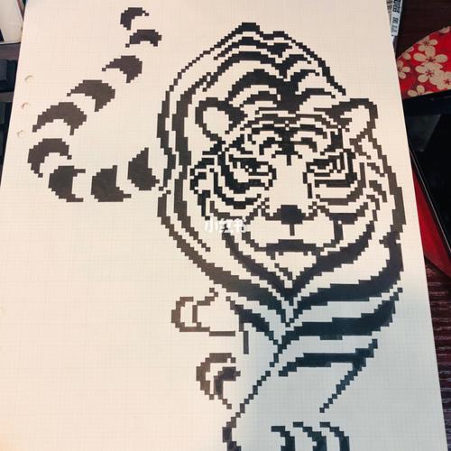 像素画,网格本2×2mm老虎
