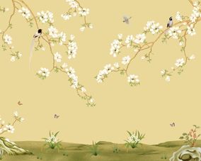 可定制壁画新中式明清古典背景装饰壁画壁纸墙画墙纸宣绒布软装