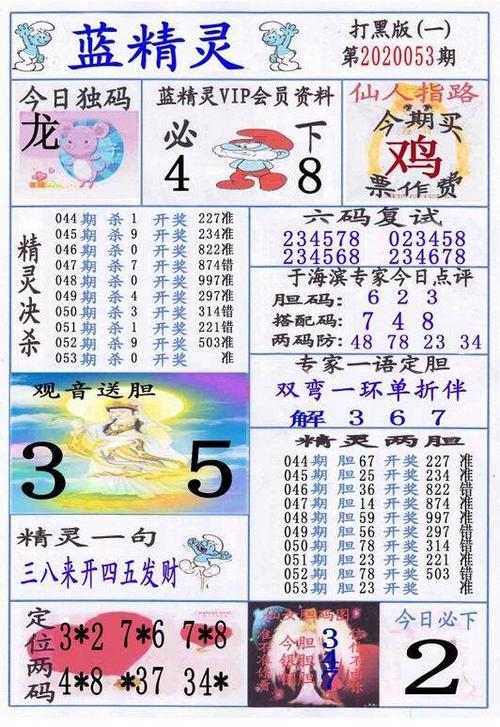 3d蓝精灵2020年053期vip精华图谜12