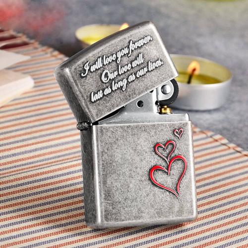 芝宝zippo打火机刻字 爱情主题 永恒的爱 古银红心 正品防风煤油打
