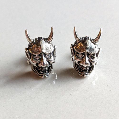 纯银骷髅魔鬼鬼面具耳环