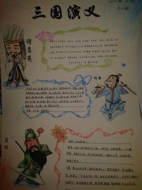 三国演义读书卡三国演义人物简笔画