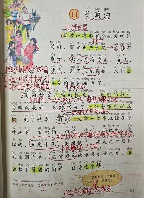 二年级语文上册十一课葡萄沟课文笔记家长辅导孩子的好帮手