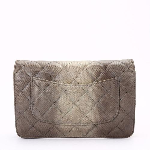 chanel(香奈儿) 棕灰色蜥蜴纹皮质斜挎包 woc【上海极速达】