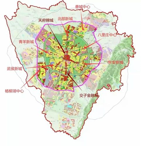 同时完善由 东安新城,北部新城,青羊新城,武侯新城,杨柳湖中心,香城