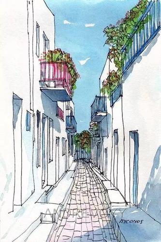 文化 正文  初学者画风景建筑 讲究的是透视关系和空间关系 近大远小