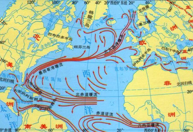 该暖流因绕经炎热的墨西哥湾后而流出,因此规模很大,水温很高.