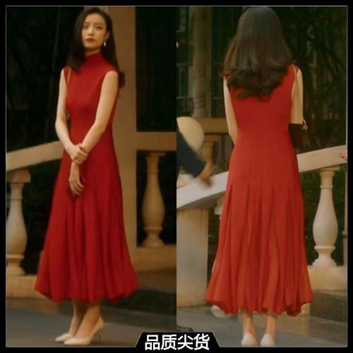 电视剧流金岁月倪妮同款红裙旗袍二十八十八岁未成年明星连衣裙