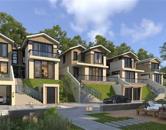 现代联排别墅3d模型