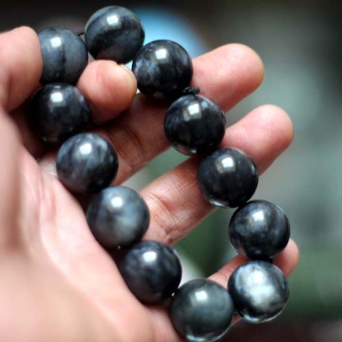 赌石天下新疆和田玉墨玉青花墨玉手串手链质地好配证书