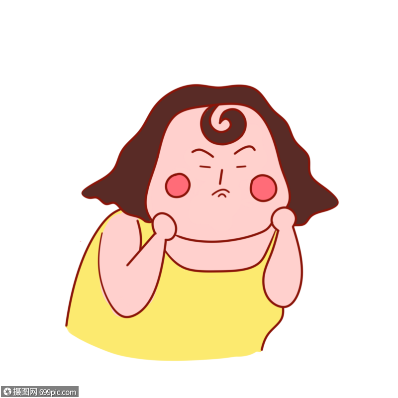 卡通胖女孩可爱表情包胖子开心