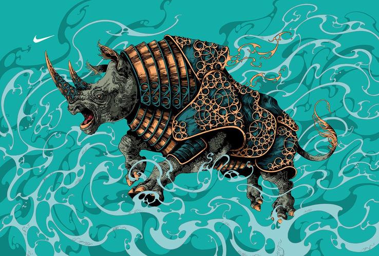 战斗民族插画师创意耐克中国风 炫酷神兽傲视群雄尽显