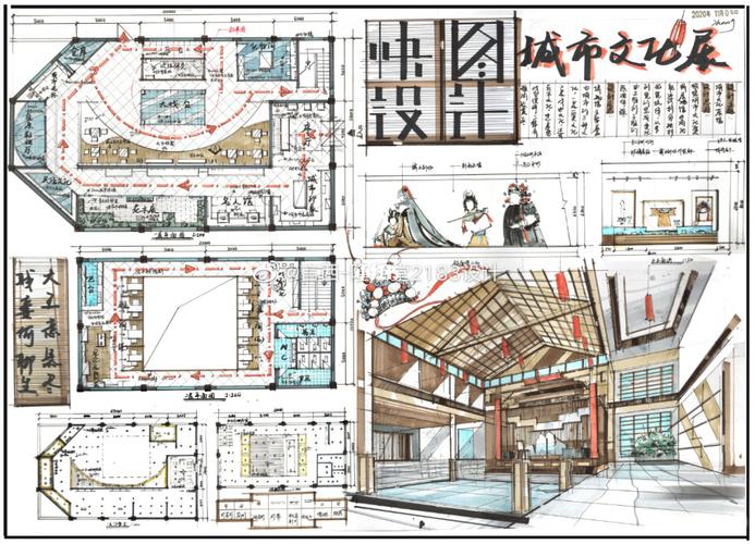 快题分享-10室内快题-展厅空间设计_设计_手绘_2183手绘教育攻略_室内