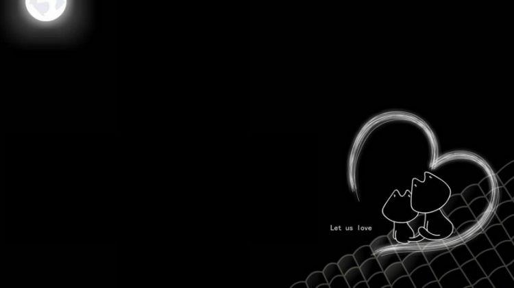 可爱卡通猫咪情侣黑色背景图片分享!