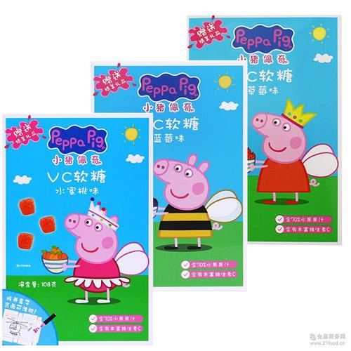 小猪佩奇水果汁软糖vc软糖草莓/水蜜桃蓝莓杂 儿童零食佩佩猪小妹