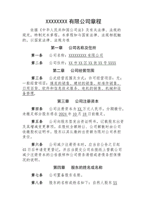 单个法人公司章程