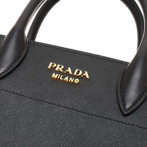 prada(普拉达)黑色/白色皮质风琴款手提两用包