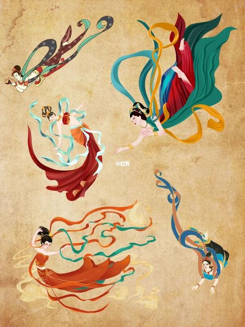 国潮366|敦煌飞天古典乐女形象免抠png素材
