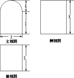 已知某个几何体的三视图如图(主视图的弧线是半圆),图