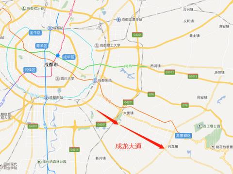 候选线路2         东南方向的成龙大道,靠近天府新区及天府国际