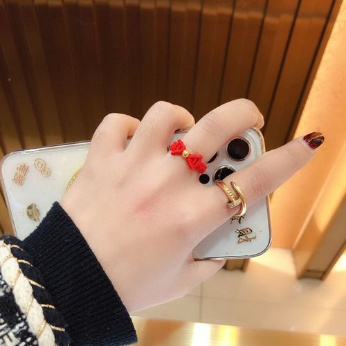 在逃公主黄金戒指蝴蝶结转运铃铛编织手饰