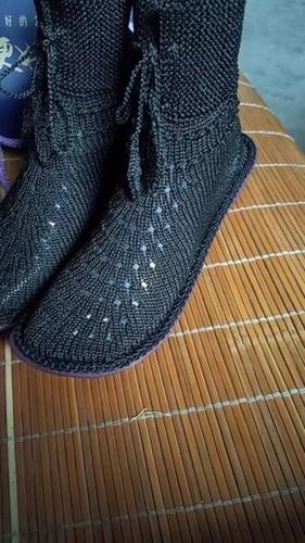 手工钩织#手工钩织短靴,上脚舒适,大方-全民小视频