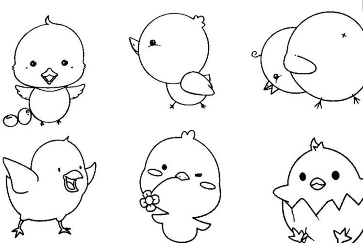 小鸡简笔画图片_各种形态的小鸡儿童绘画图集