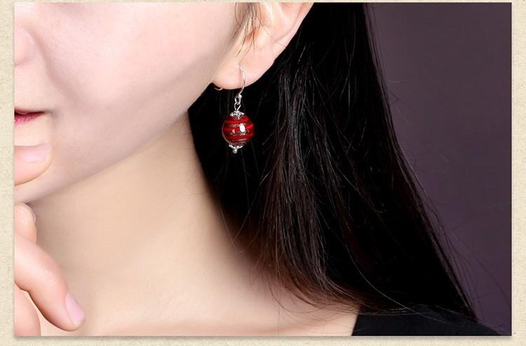 耳饰红色气质装饰品短款配旗袍 民族风女耳坠耳环烟雨江南 复古琉_7折