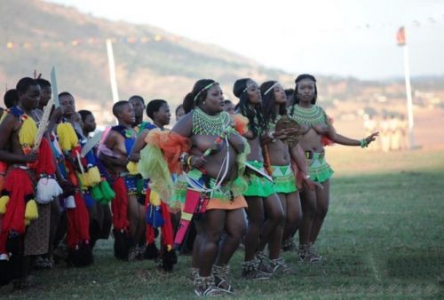 非洲斯威士兰国王纳妃 十万"甄嬛"裸胸盼垂青