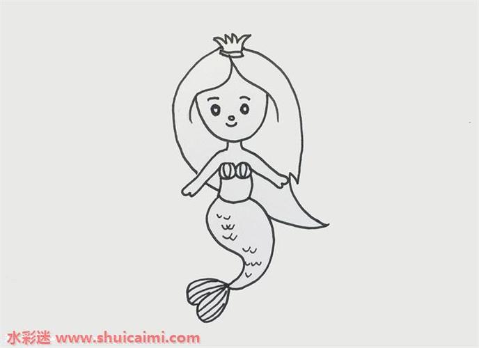 简单的美人鱼简笔画图解,教你美人鱼怎么画