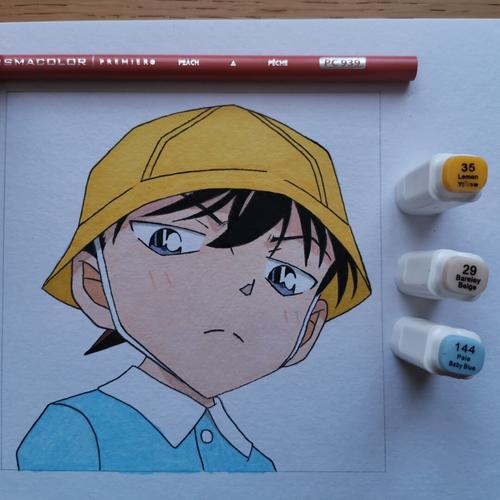 工藤新一 #马克笔手绘_手绘_马克笔_名侦探柯南_工藤