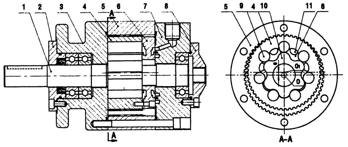 cn101639033a_摆线外转子内齿轮啮合旋转液压马达失效