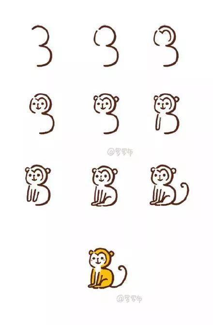 这位妈妈用数字0-9画出一个动物园,孩子学一遍就上手了!