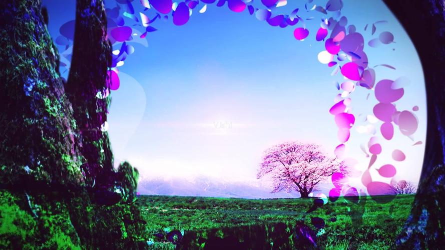 唯美浪漫花瓣雨紫色美外景